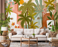 Papier peint panoramique mural Oasis de palmiers méditerranéenne