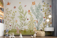 Panorama mural scène botanique de prairie enchantée