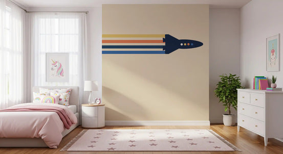 Retro Rocket Streamers Wall Mural