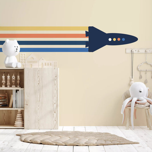 Wandbild „Retro-Raketen mit Luftschlangen“