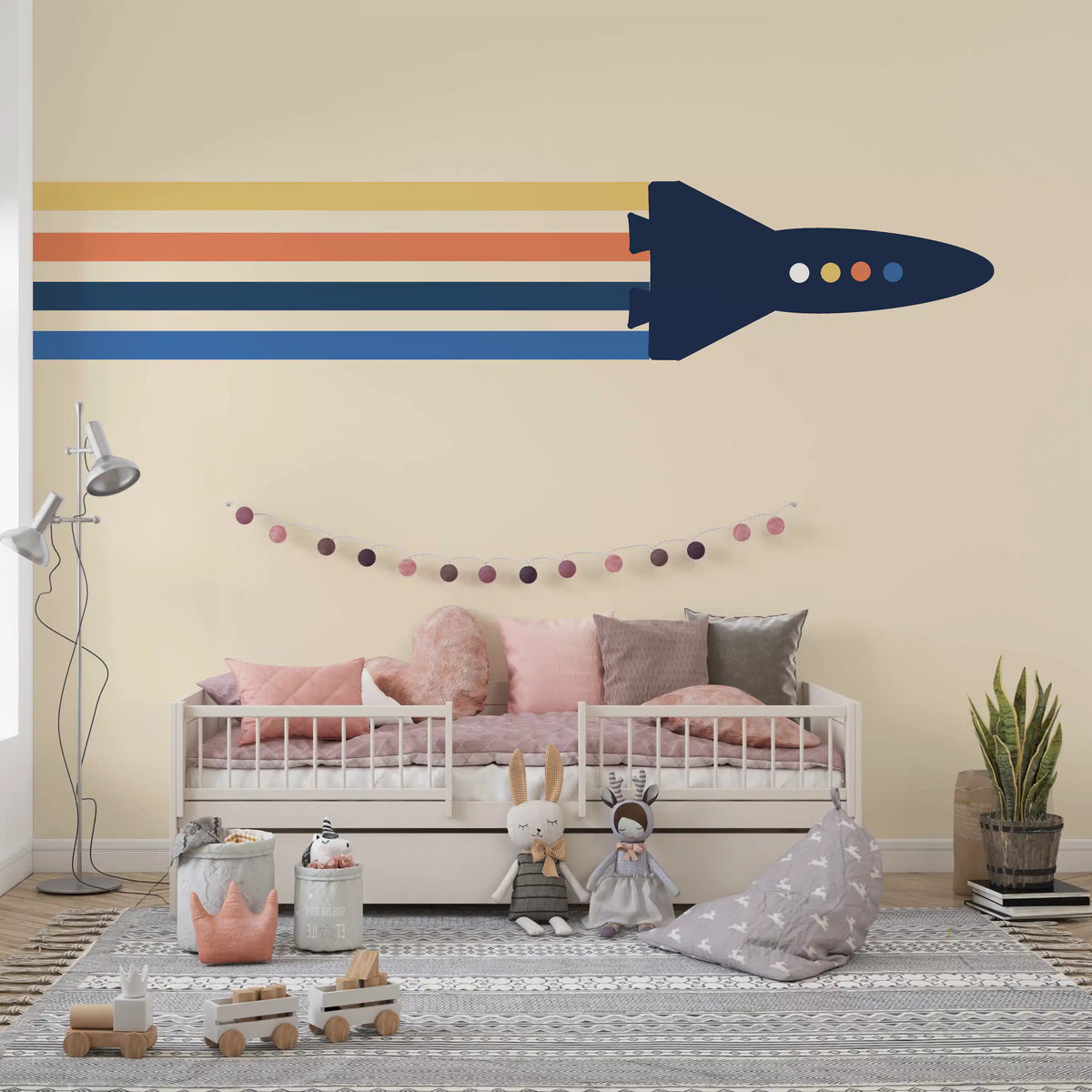 Retro Rocket Streamers Wall Mural