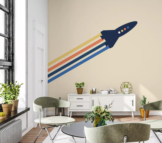 Retro-Raketenstart-Wandbild für den Weltraum