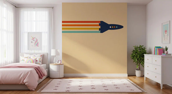 Retro Rocket Flight Path Wall Mural