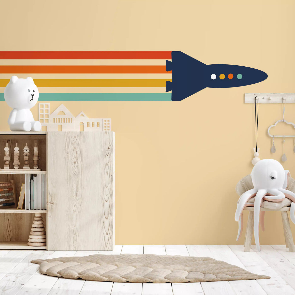 Retro Rocket Flight Path Wall Mural
