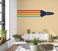 Retro Rocket Flight Path Wall Mural