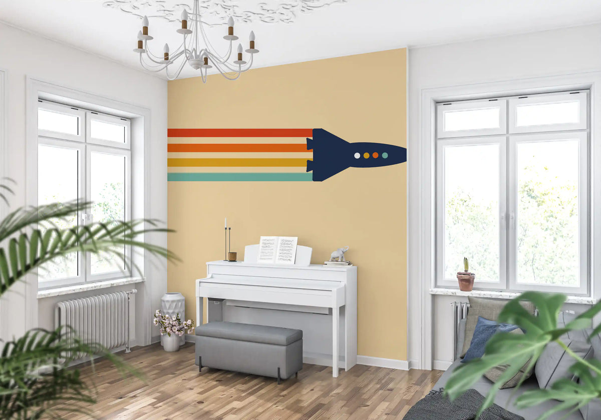 Retro Rocket Flight Path Wall Mural