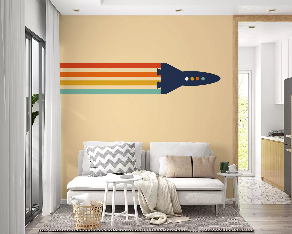 Retro Rocket Flight Path Wall Mural