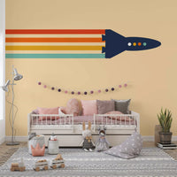 Retro Rocket Flight Path Wall Mural