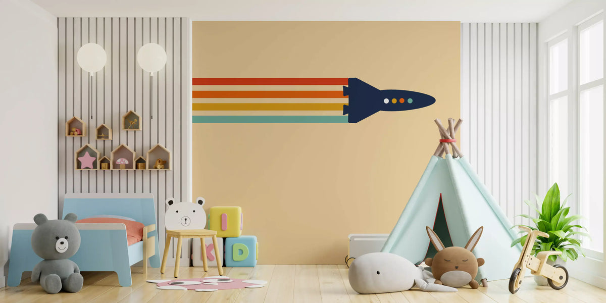 Retro Rocket Flight Path Wall Mural