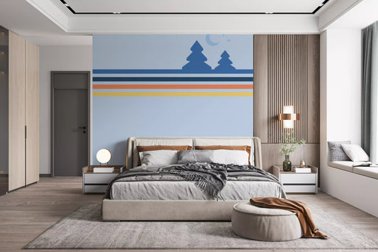 Minimalistisches Wandbild „Nächtlicher Waldhorizont“
