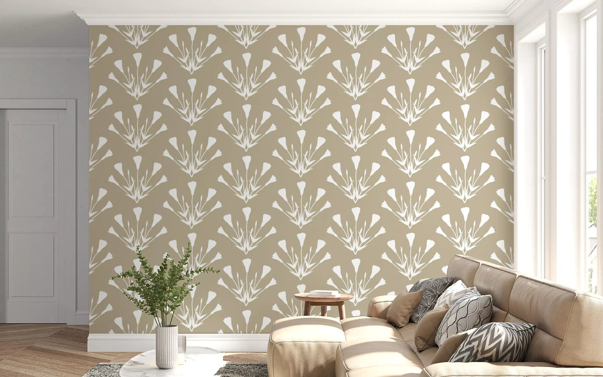 Tapet med minimalistiske botaniske silhuetkviste