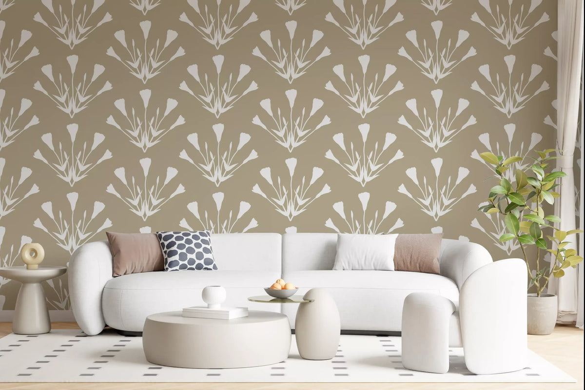 Tapet med minimalistiske botaniske silhuetkviste