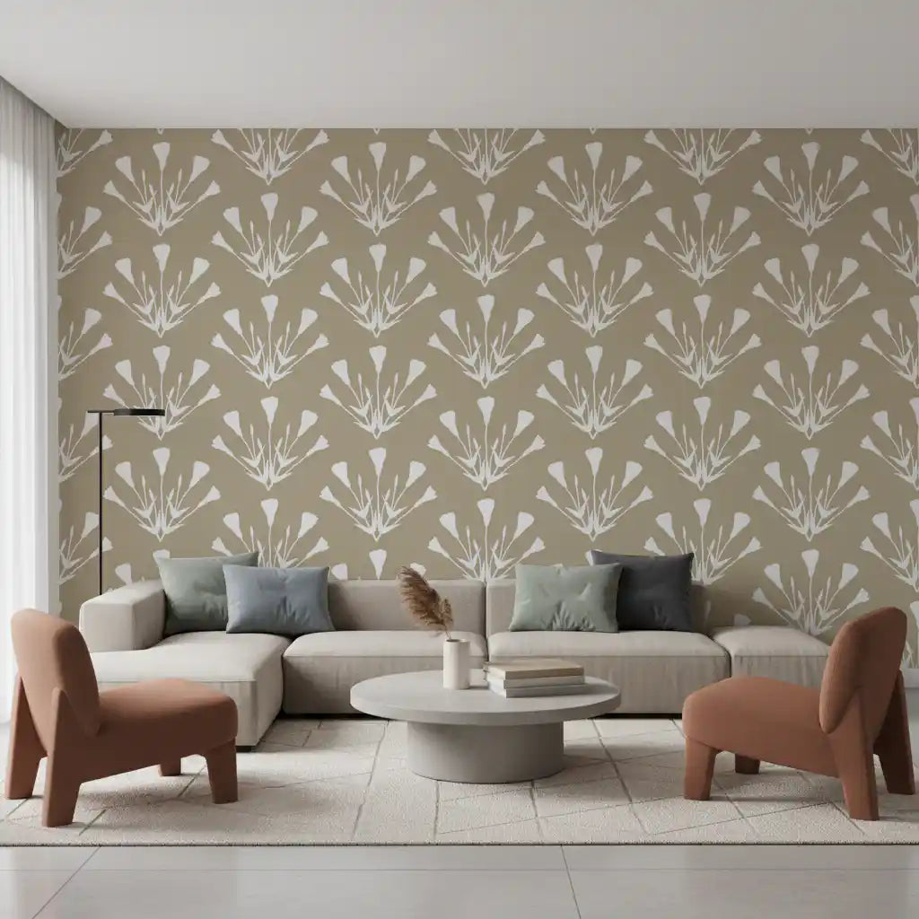 Tapet med minimalistiske botaniske silhuetkviste