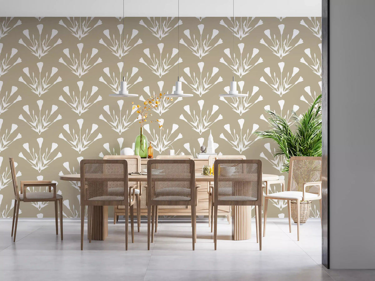 Tapet med minimalistiske botaniske silhuetkviste