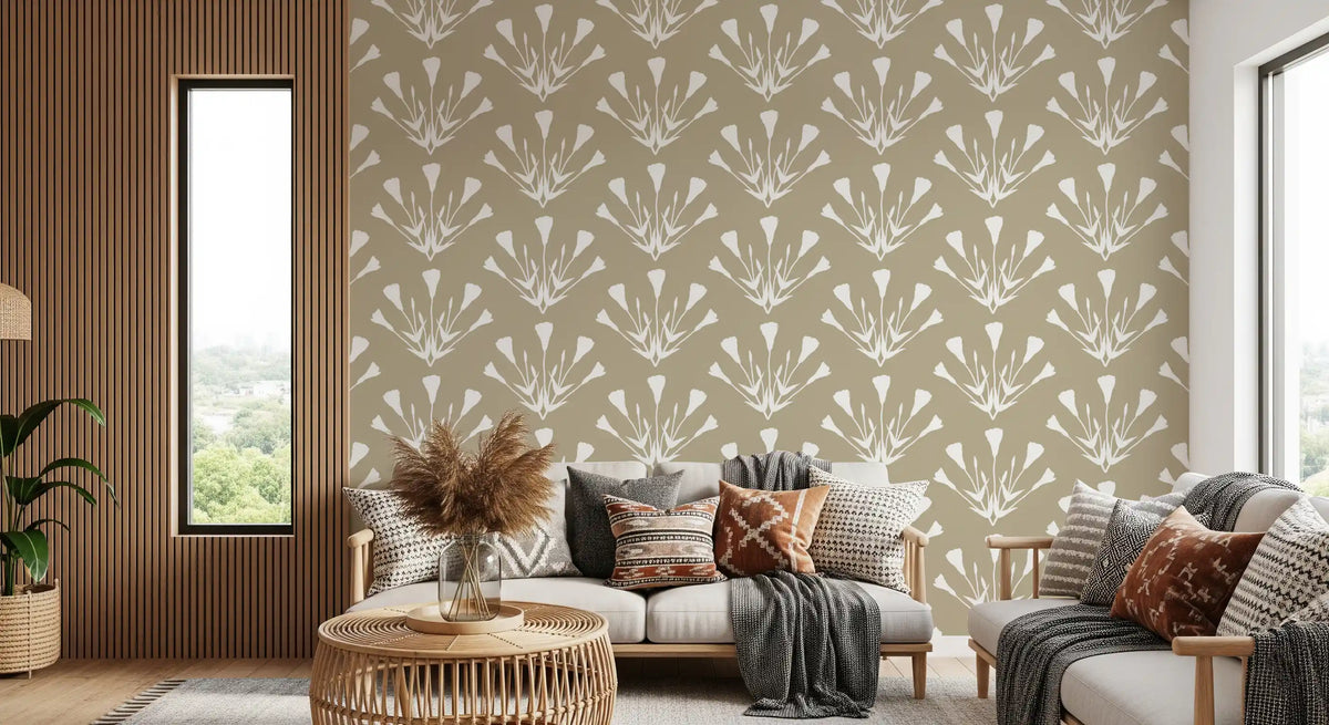 Tapet med minimalistiske botaniske silhuetkviste