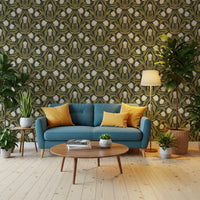 Papier peint à motif botanique de tulipes Art nouveau⁠
