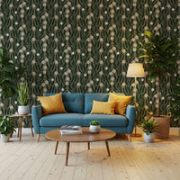 Botanische Illustration einer Waldwiese als Tapete