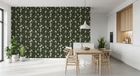 Botanische Illustration einer Waldwiese als Tapete