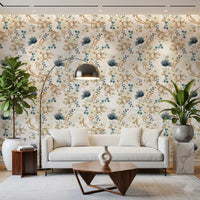Tapete mit gedämpftem floralen botanischen Muster