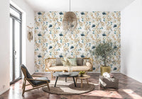 Tapete mit gedämpftem floralen botanischen Muster