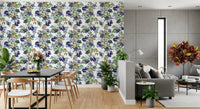 Papier peint à motif de baies et de feuilles aquarellées⁠