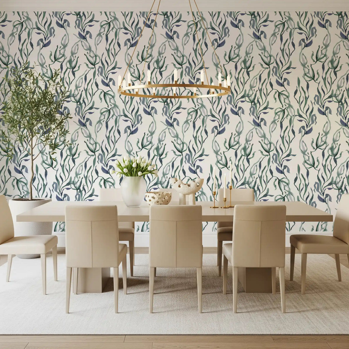Watercolor Seaweed Silhouette Wallpaper⁠