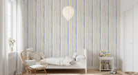 Behang met serene aquarelstrepen in blauw en beige⁠