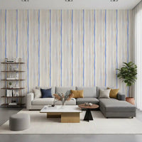Behang met serene aquarelstrepen in blauw en beige⁠