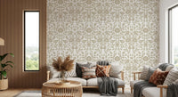 Minimalistisk beige botanisk skissetapet