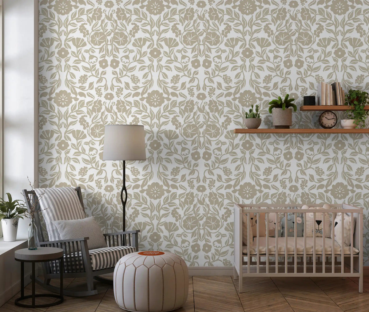 Minimalistisk beige botanisk skissetapet