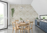 Minimalistisk beige botanisk skissetapet