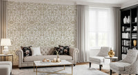 Minimalistisk beige botanisk skissetapet