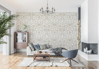 Minimalistisk beige botanisk skissetapet