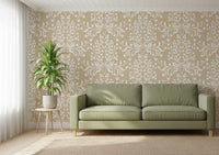 Tapete mit Damast-Silhouette in Creme und Weiß