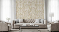 Tapete mit Damast-Silhouette in Creme und Weiß
