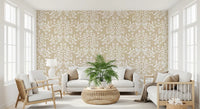 Tapete mit Damast-Silhouette in Creme und Weiß