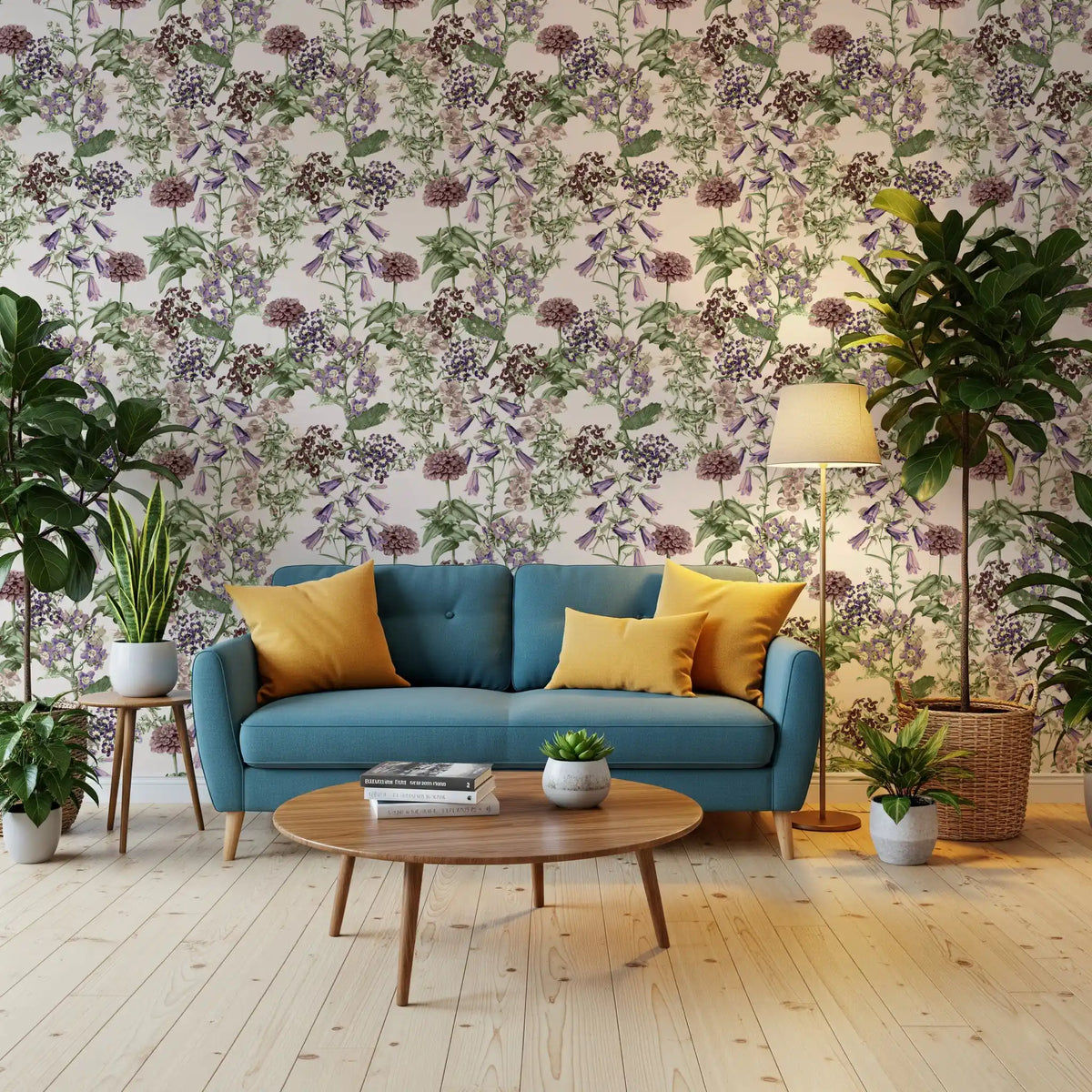 Tapete mit viktorianischem Flora-Radiermuster