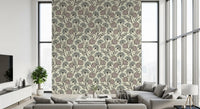 Danube Retro Vintage-Blumentapete mit Zinnien und Wiesenkerbel in Anthrazit und Ecru