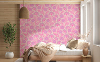Danube Retro Vintage blomstret tapet med zinnia og vild kørvel i Pretty In Pink