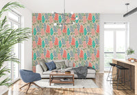 Delphinium Garden Retro sommerblomstret tapet i klare farver