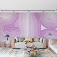 Papier peint panoramique mural représentant un doux mouvement de marbre fluide lavande