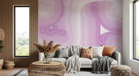 Papier peint panoramique mural représentant un doux mouvement de marbre fluide lavande