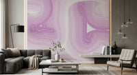 Papier peint panoramique mural représentant un doux mouvement de marbre fluide lavande