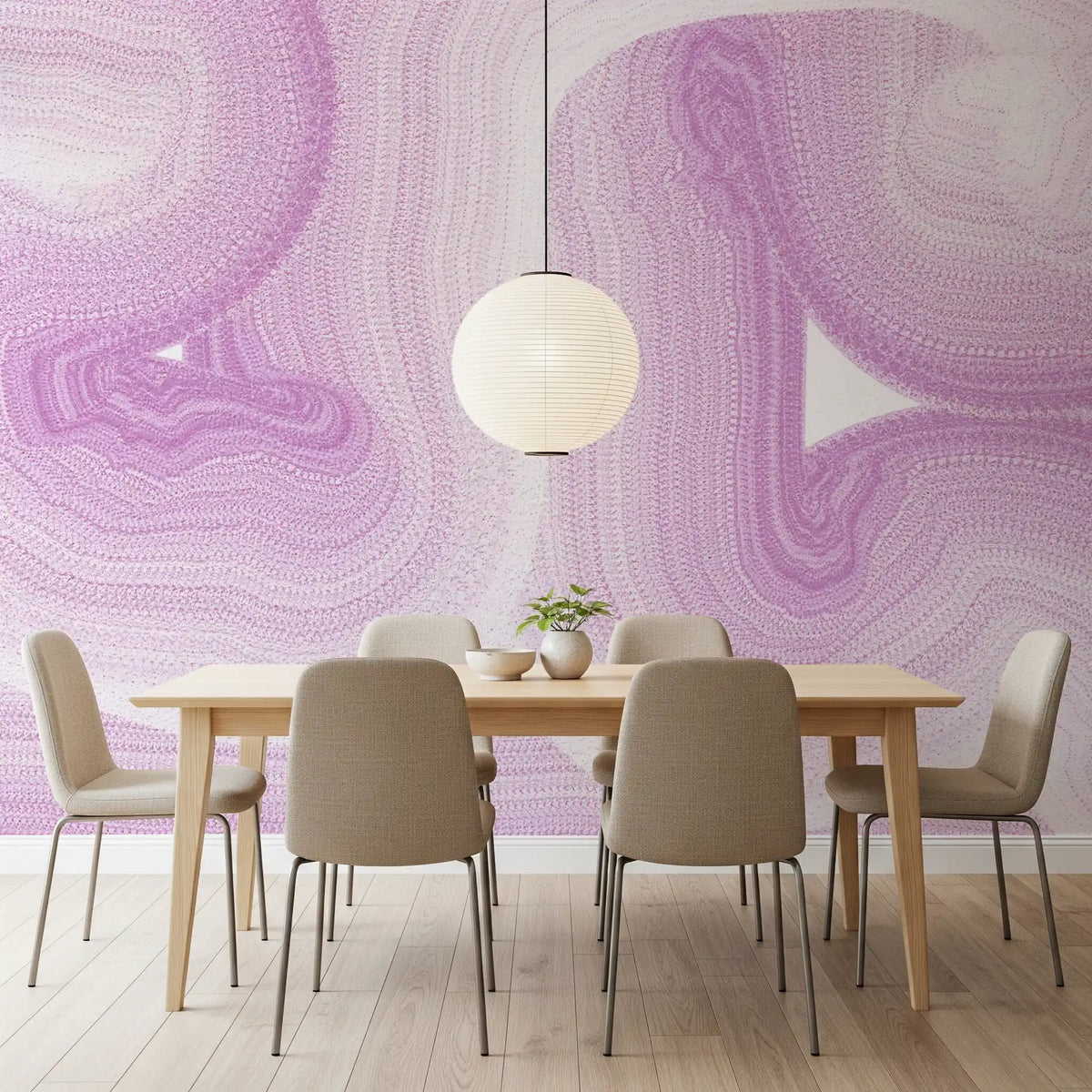 Papier peint panoramique mural représentant un doux mouvement de marbre fluide lavande