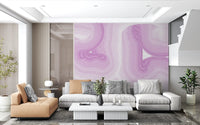 Papier peint panoramique mural représentant un doux mouvement de marbre fluide lavande