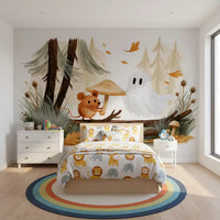 Little Ghost and Mouse in Scandinavian Forest Wall Mural