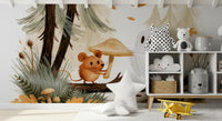 Little Ghost and Mouse in Scandinavian Forest Wall Mural