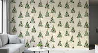 Papier peint minimaliste à motifs d’arbres de Noël forestiers dispersés