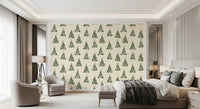 Papier peint minimaliste à motifs d’arbres de Noël forestiers dispersés