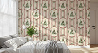 Preppy-Weihnachtsbaumschleifen mit Bänderstreifen - Tapete in Cranberryrot